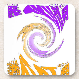 Beautiful Modern Art Design: Purple and Gold Whirl Coaster