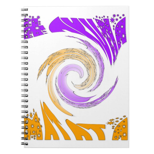 Beautiful Modern Art Design: Purple and Gold Whirl Notebook (Front)