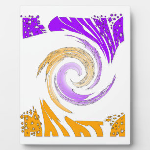 Beautiful Modern Art Design: Purple and Gold Whirl Plaque