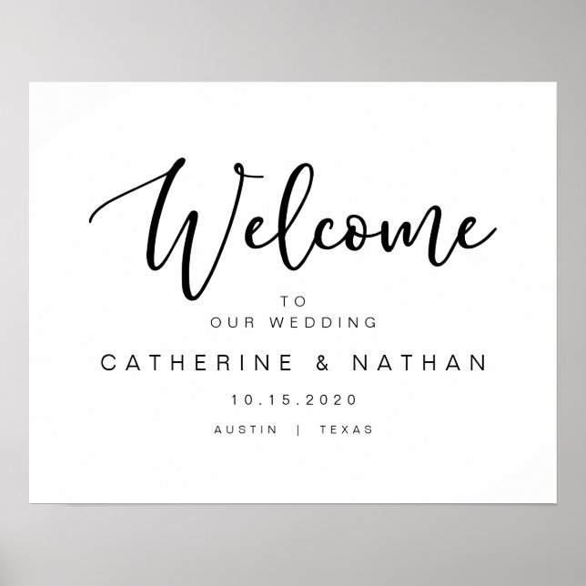 Beautiful Modern Black typeface, Wedding Welcome Poster (Front)