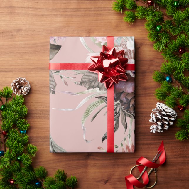 Beautiful Modern Blush Floral Pattern Gift Wrapping Paper (Holiday Gift)
