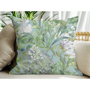 Beautiful Modern Botanical Flowers And Leaves Throw Pillow