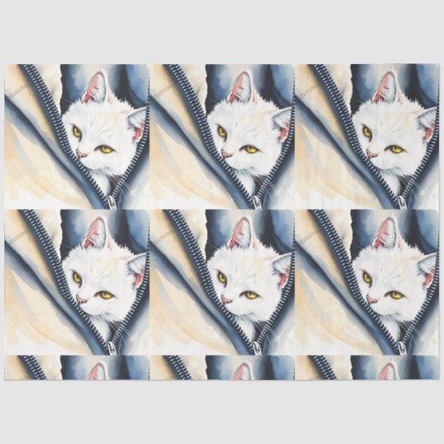 Beautiful Modern Cute Watercolor Cat Collection Tissue Paper (Front)