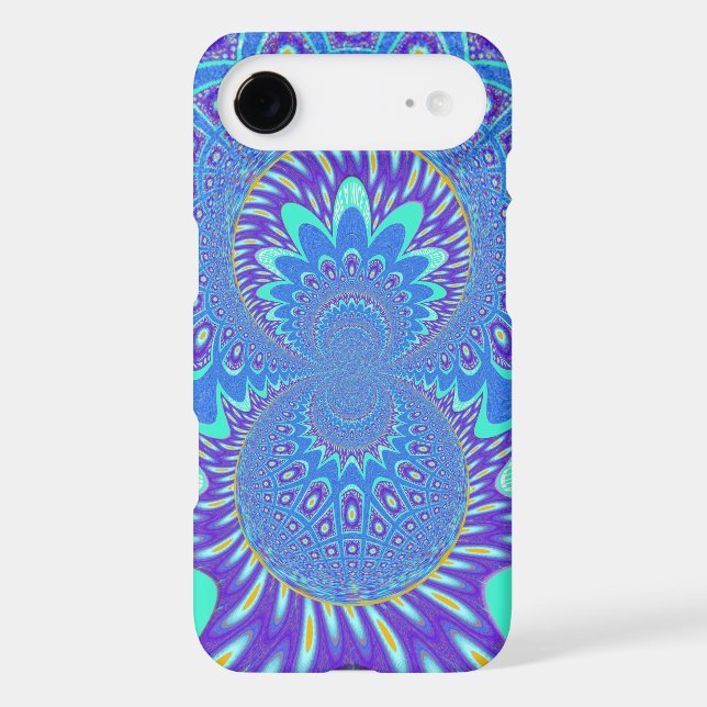 Beautiful Modern Cyan Blue batik Kaleidoscope Art (Back)
