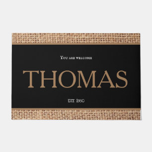 Beautiful modern design family brown black border doormat