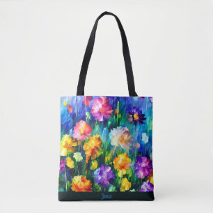 Beautiful Modern Floral Personalized Tote Bag