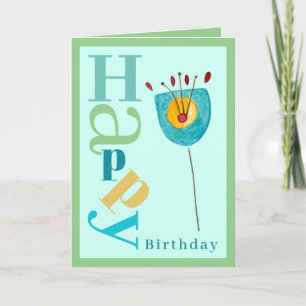 Beautiful Modern Flower Fun Trendy Birthday Card