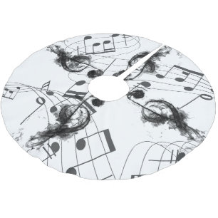 Beautiful modern Music Note smoke effect Brushed Polyester Tree Skirt