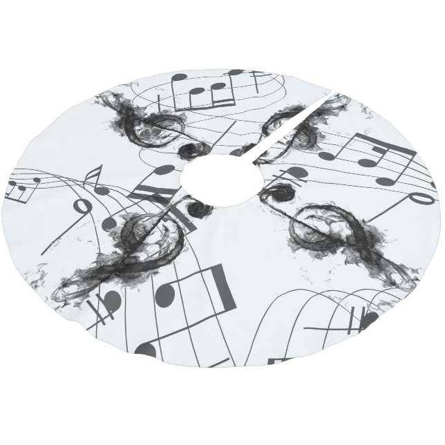 Beautiful modern Music Note smoke effect Brushed Polyester Tree Skirt (Angled)