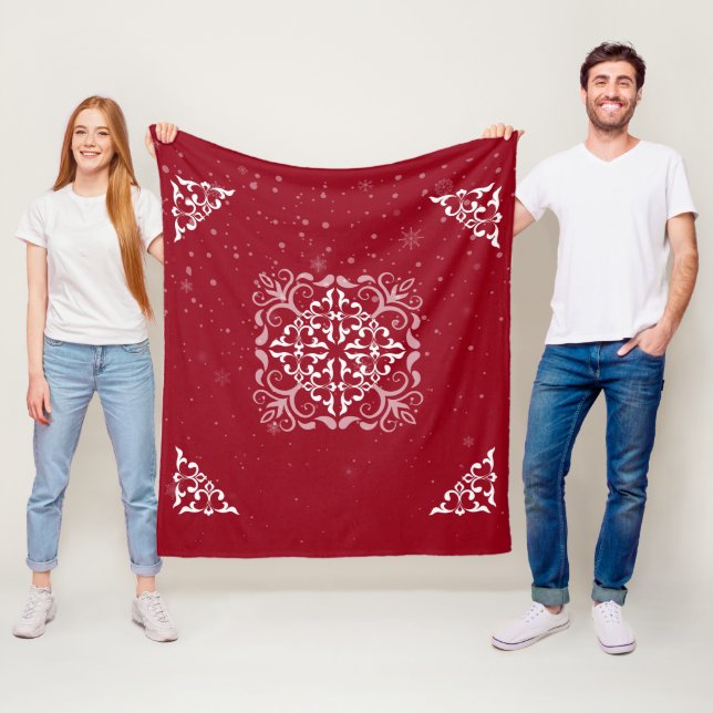 Beautiful modern ornaments red Fleece Blanket (In Situ)