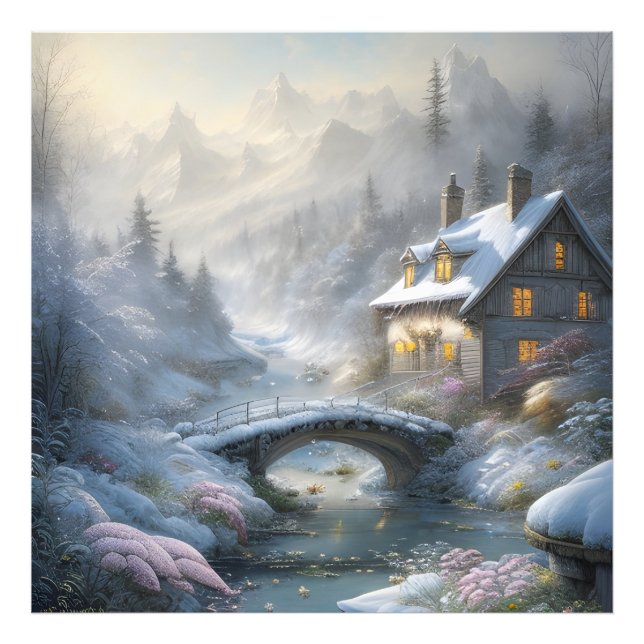 Beautiful Modern Snow Winter Landscape Photo Print (Front)
