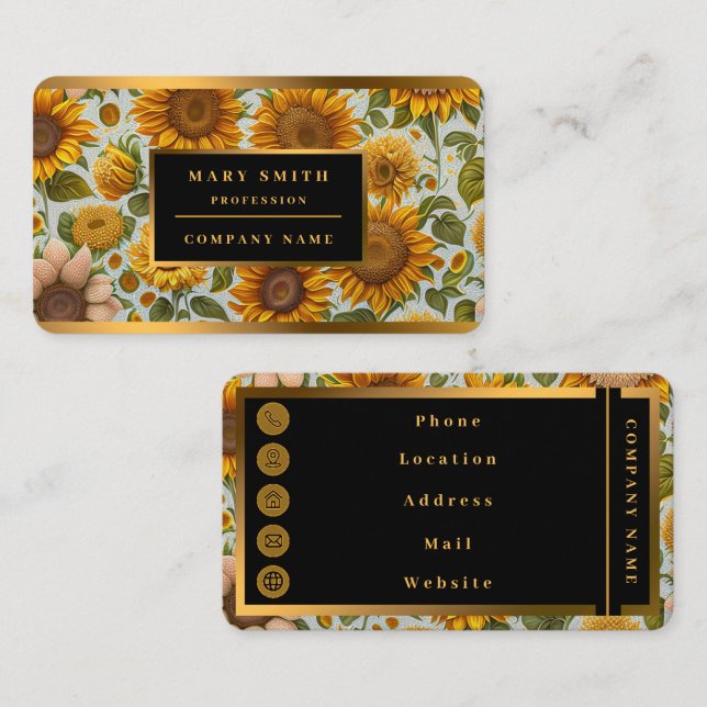 Beautiful Modern Sunflower Collection Business Card (Front/Back)