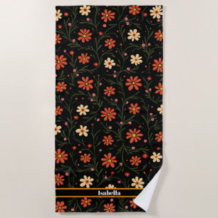 Beautiful Modern Vintage Floral Collection Beach Towel