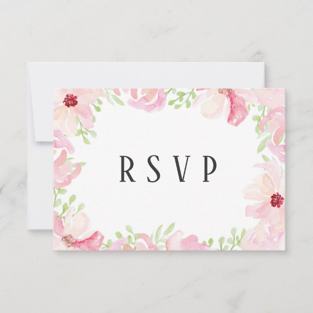 Beautiful  Modern Watercolor Anemone Flower RSVP (Front)