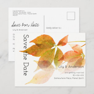 Beautiful, Modern,Watercolor Fall Leaves White Postcard