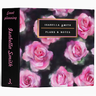 Beautiful Modern Watercolor Pink Roses Collection Binder