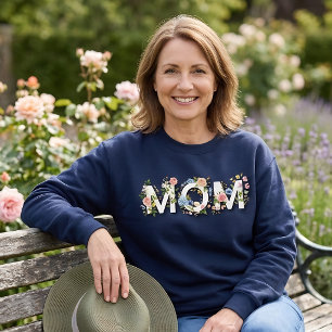 Beautiful Mom Typography with Flowers Mother's Day Sweatshirt