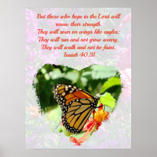 BEAUTIFUL MONARCH BUTTERFLY ISAIAH 40:31 VERSE POSTER