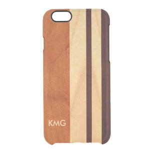 Beautiful Monogrammed Wood Stripes Pattern Clear iPhone 6/6S Case
