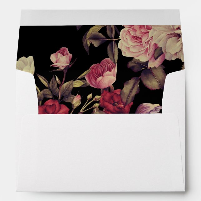 Beautiful Moody Floral Return Address Wedding Envelope (Back (Bottom))