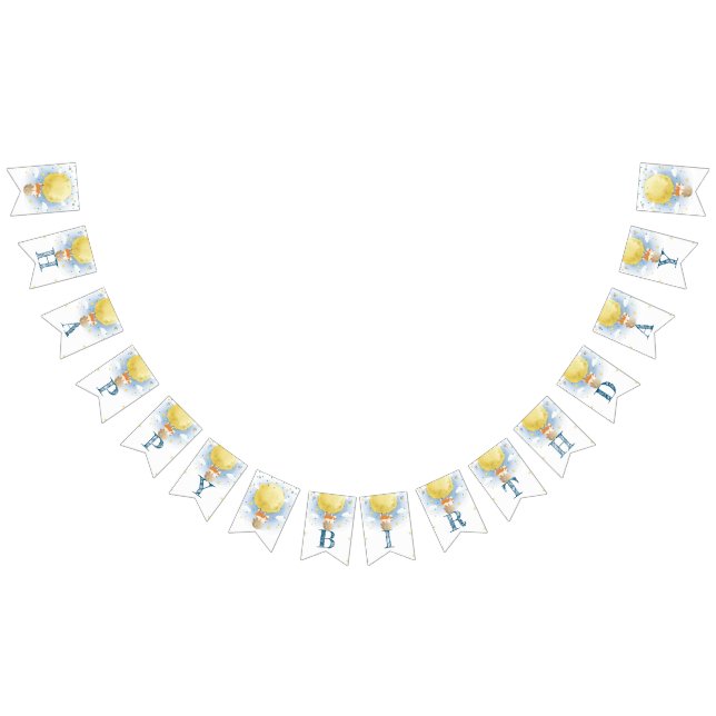 Beautiful Moon Air Balloon watercolor Bunting Flags (All)