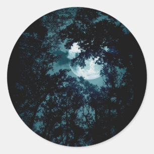 Beautiful Moon Glow Though Trees  Classic Round Sticker