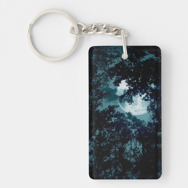 Beautiful Moon Glow Though Trees  Keychain (Front)
