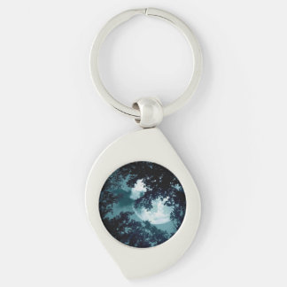 Beautiful Moon Glow Though Trees Keychain