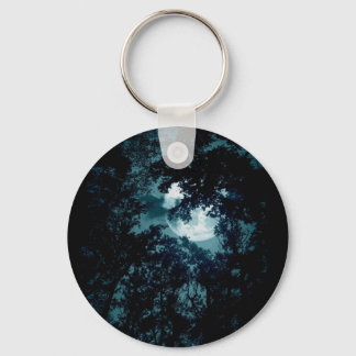 Beautiful Moon Glow Though Trees Keychain