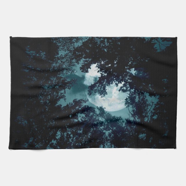 Beautiful Moon Glow Though Trees  Kitchen Towel (Horizontal)