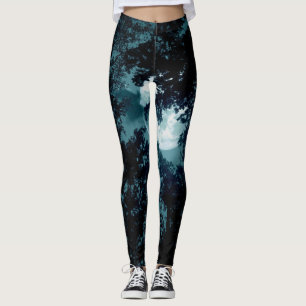 Beautiful Moon Glow Though Trees Leggings