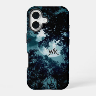 Beautiful Moon Glow Though Trees Monogram iPhone 16 Case