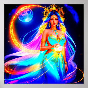 Beautiful Moon Goddess Poster