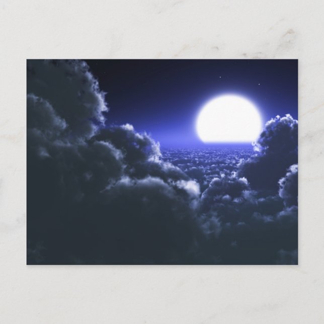 Beautiful moon night scenery postcard (Front)