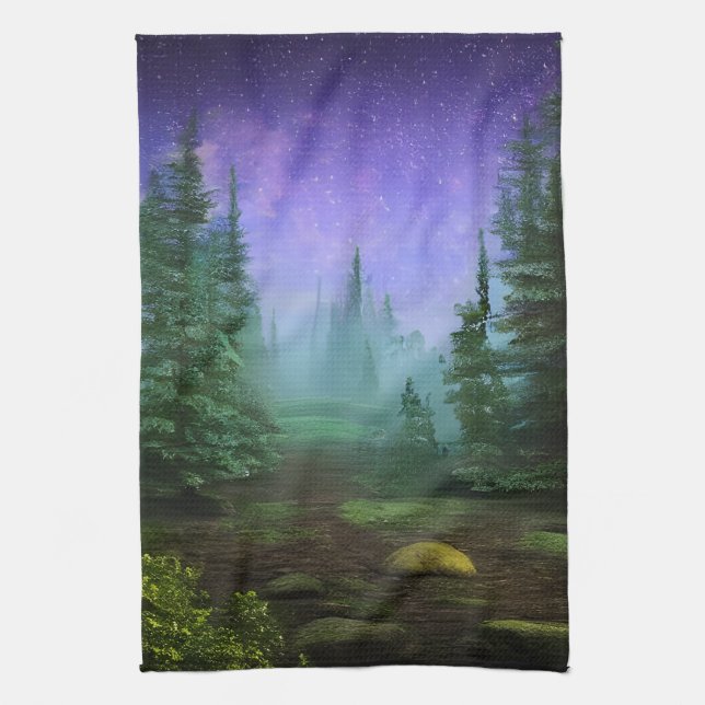Beautiful Moonlight Wilderness Scene Kitchen Towel (Vertical)