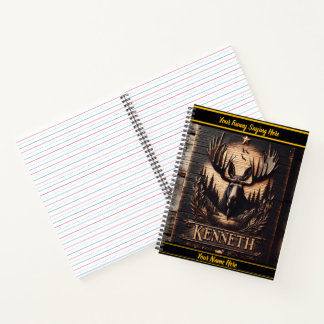 Beautiful moose carving at sunset notebook