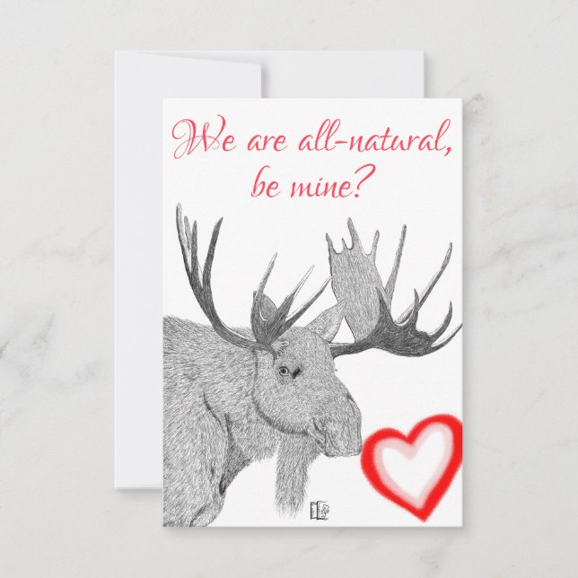 Beautiful Moose Typography Valentine's Day Card (Front)