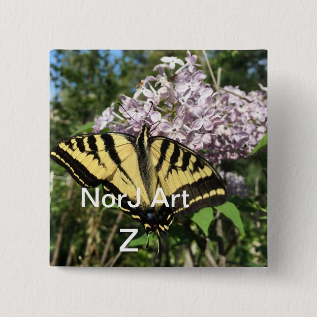 Beautiful morning butterfly design by NorJ Art 2 Inch Square Button (Front)