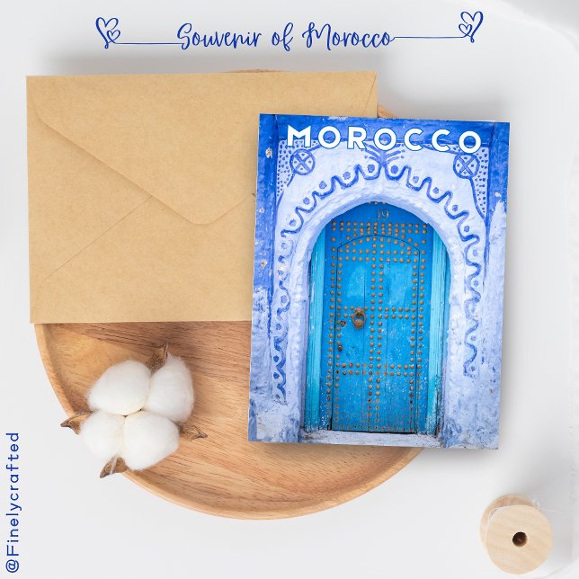 Beautiful Moroccan Chefchaouen Blue Medina Door Postcard (Creator Uploaded)