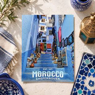 Beautiful Moroccan Chefchaouen Blue North City Postcard