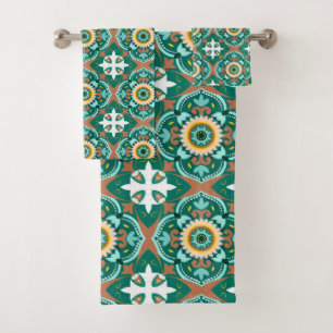 💚💛 Beautiful Moroccan tiles  Bath Towel Set