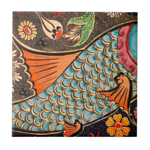 Beautiful mosaic and colourful fish ceramic tile