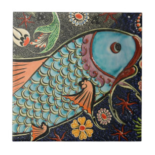 Beautiful mosaic and colourful fish tile