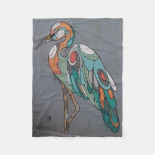 Beautiful mosaic crane fleece blanket