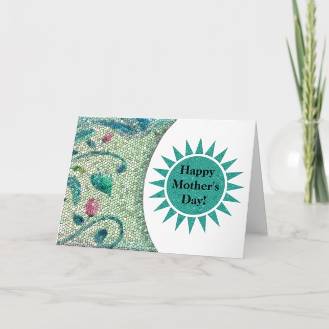 Beautiful Mosaic Floral Mother's Day Card (Front)