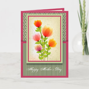 Beautiful Mothers Day Greeting Card with Damask