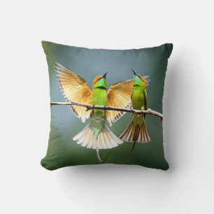 Beautiful Motmot Bird on Branch Throw Pillow