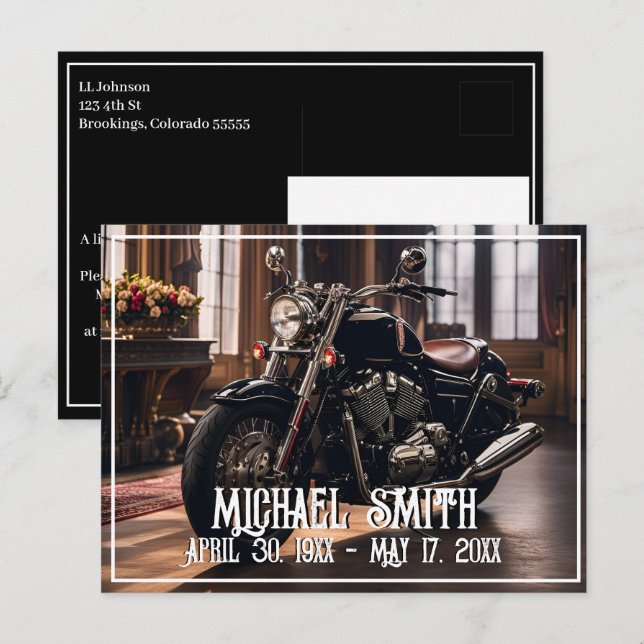 Beautiful Motorcycle Celebration of Life Postcard (Front/Back)