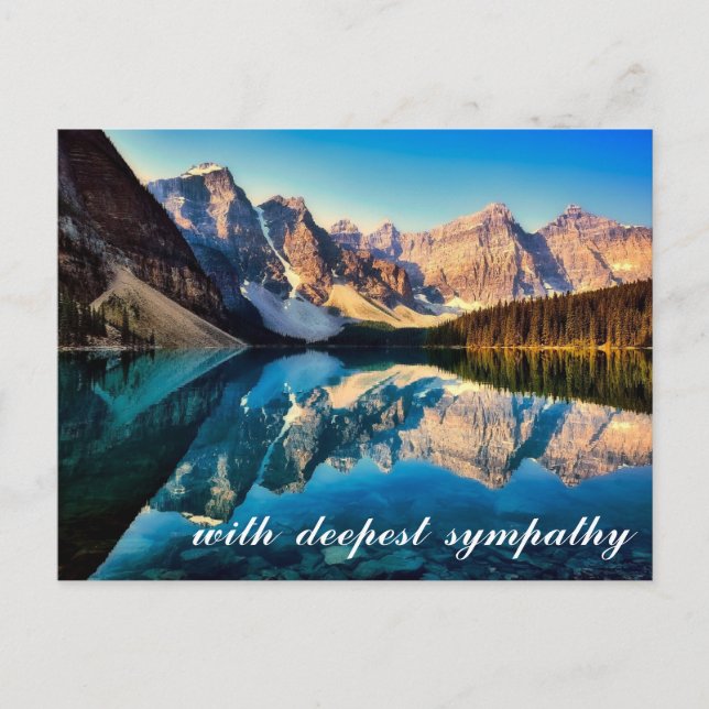 Beautiful Mountain Calm Lake Waters Scene Sympathy Postcard (Front)
