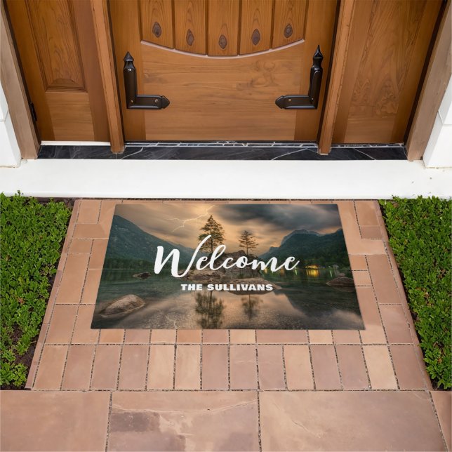 Beautiful Mountain Lake in the Evening Photo Doormat (Outdoor)